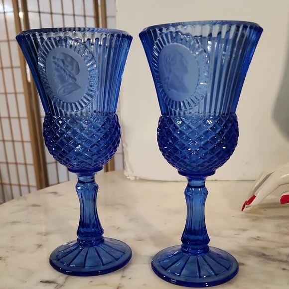 Vintage | Avon Fostria Cobalt Blue Goblets 8oz Set 1970's - Picture 2 of 5